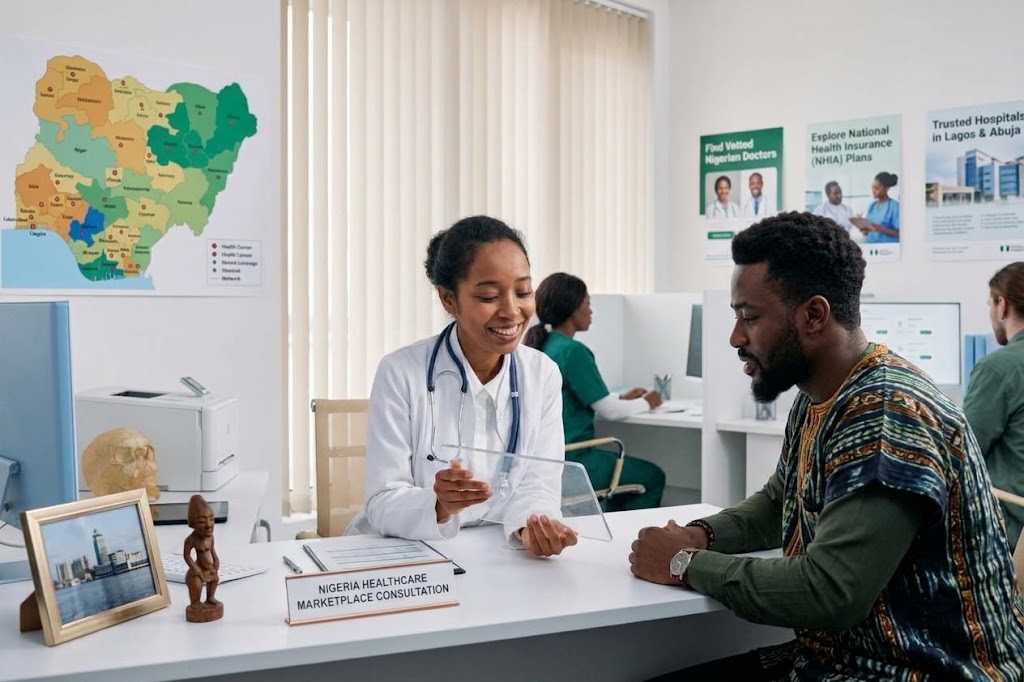 A clinician talking with a patient during a consultation